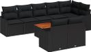 vidaXL Banc de jardin 9 pièces noir polyrattan