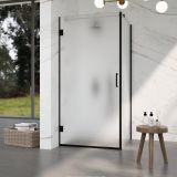 Fortifura Galeria Douchecabine - 90x140x200cm - scharnieren - deurgreep - vlak - gesatineerd veiligheidsglas - PVD - geborsteld gunmetal (antraciet)