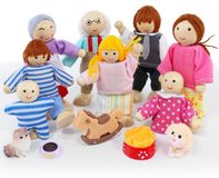 Maison de poupées en bois, ensemble familial comprenant 13 pièces