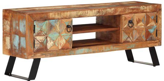 vidaXL Tv-meubel 112x30x45 cm massief gerecycled hout