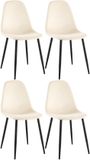 CLP Napier Set van 4 eetkamerstoelen - Fluweel/creme