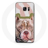 Maniacase Hoesje voor Samsung Galaxy S6 Pitbull Hond Bruin