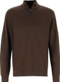 OLYMP Casual modern fit half zip trui wol - korte rits - bruin