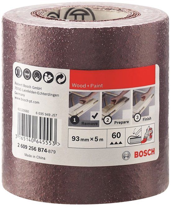 Bosch Schuurrol hout 93mmx5m K60