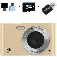 Aiorber CCD-camera, 1080P Studentencamera, 16x Zoom, 2.4" met 64 GB Geheugenkaart, Goud