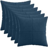 vidaXL Kussensloop 6 stuks ALMELO Marineblauw 50 x 50 cm corduroy