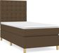 vidaXL Boxspring met matras stof donkerbruin 100x200 cm