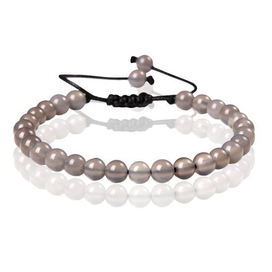 Memphis No.2 Natuursteen Armband Dames - 6mm Grijze Agaat