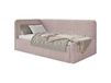 Lit junior, tête de lit à gauche, matelas, en peluche, rose poudré