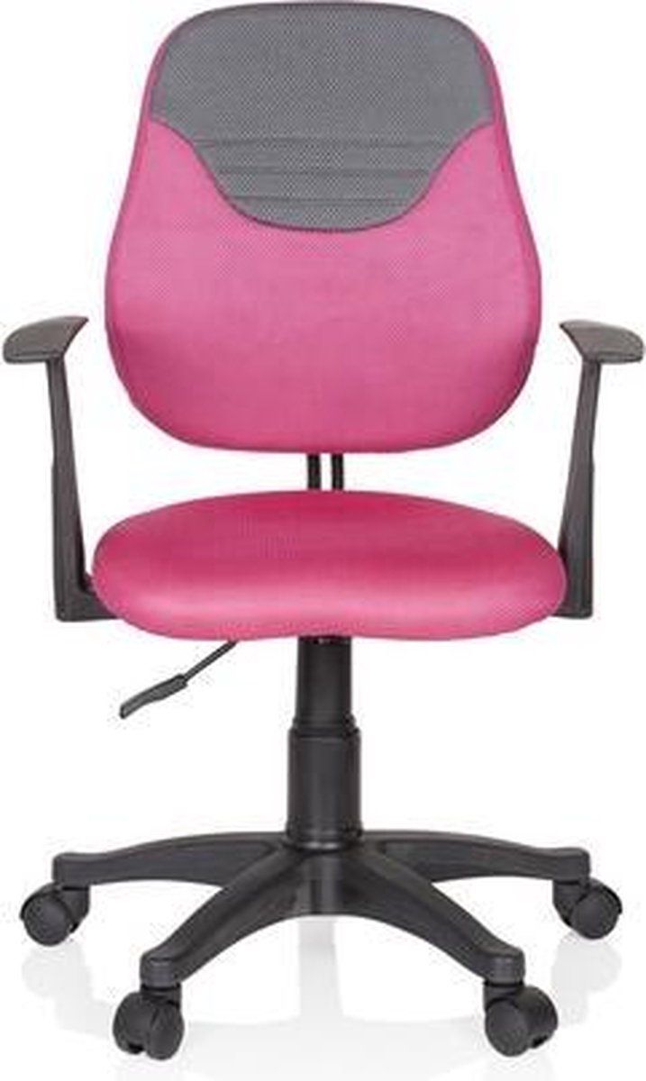 HJH OFFICE Bureaustoel - Kinderen - Stof - Roze/Grijs - Ergonomisch