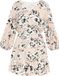 Usha Jurk beige gebloemd driekwart mouw ronde hals kort polyester XL