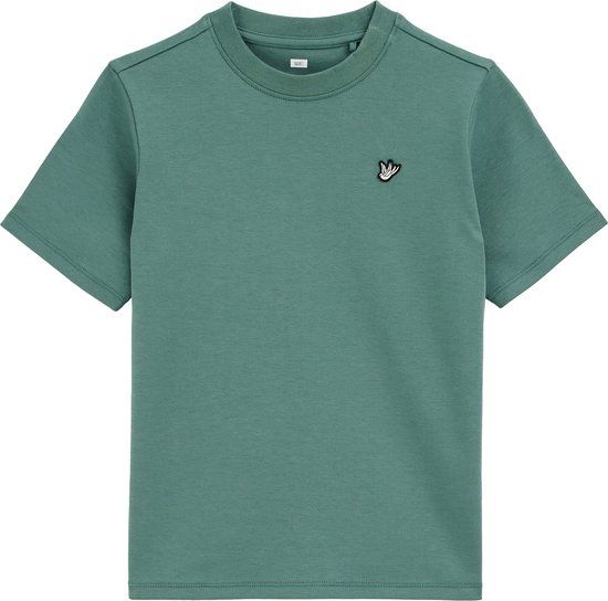 WE Fashion Jongens T-shirt Moss green Katoen Ronde hals Korte mouw Regular Fit Maat 122/128