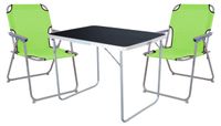 Set de camping 3 pièces : table de camping + 2 chaises de camping, pliable, couleur : vert citron