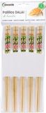 Concorde Sushi eetstokjes - 5x setjes - bamboe hout - groen/roze bloemen print - 24 cm
