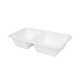 GREENBOX Suikerriet, menu schalen, 2-delig, 1000 ml, 50 stuks, composteerbare frietmenubox van bagasse, biologisch afbreekbaar, hoogwaardige maaltijddozen, take-away-servies, wit, vierkant, 50 stuks