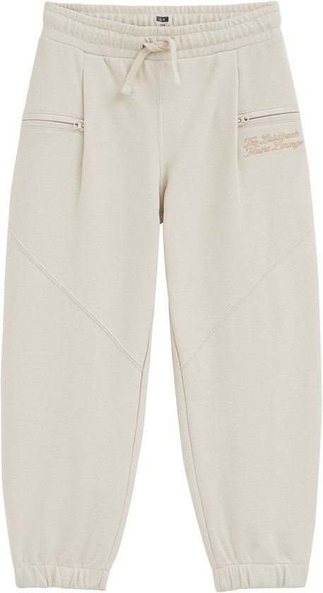 WE Fashion Jongens regular fit joggingbroek met structuur en embroidery