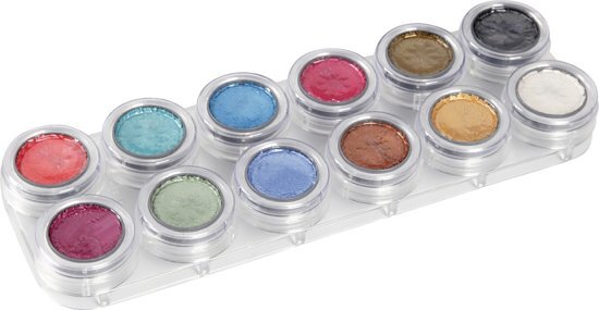 Grimas Water Make-up Pearl Pure 12 Palette - 12 x 2.5 ml - Parelmoer Kleuren