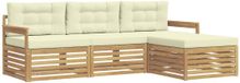 vidaXL - Extérieur - banquette - ensemble - 4 - pce - Blanc - et - crème - Polyester