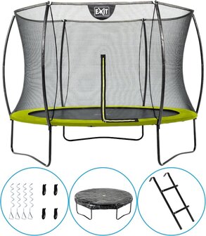 Exit Toys Silhouette Trampoline - ø244cm - Groen - Inclusief Ladder, Afdekhoes en Verankeringsset