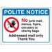 V Safety Polite Notice, No Junk Mail... Alleen geadresseerde post, bedankt 150 x 100 mm - Zelfklevend Vinyl - Veiligheidsbord met aluminium effect