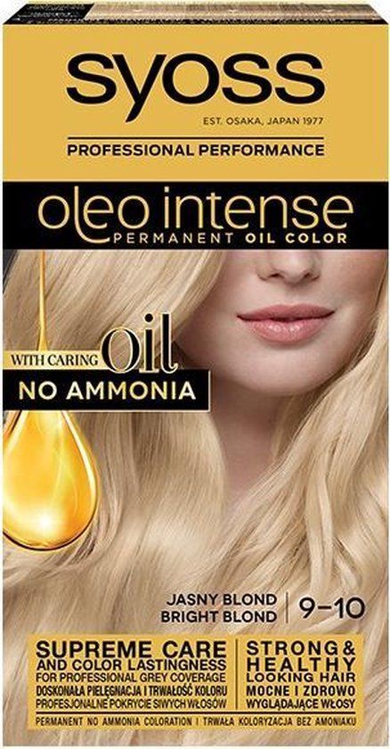 Syoss Oleo Intense Hair Dye 9-10 Bright Blond - Permanent Coloring - 165g