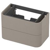INK - Meuble bas arrondi laqué 2 tiroirs fermeture douce avec façade fraisage pour poignées - 800x450x520 mm - Coton crème mat