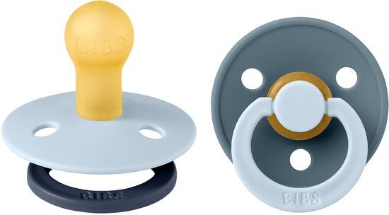 BiBs Studio Fusion Fopspeen - Rond - 2 Stuks - 0-6 Mnd - Baby Blue/Petrol