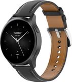 By Qubix Qubix Luxe leren bandje - Zwart - Geschikt voor Xiaomi Mi Watch / Xiaomi Watch 2 / Xiaomi Watch S1 / S2 / S3 / S4 (47mm)