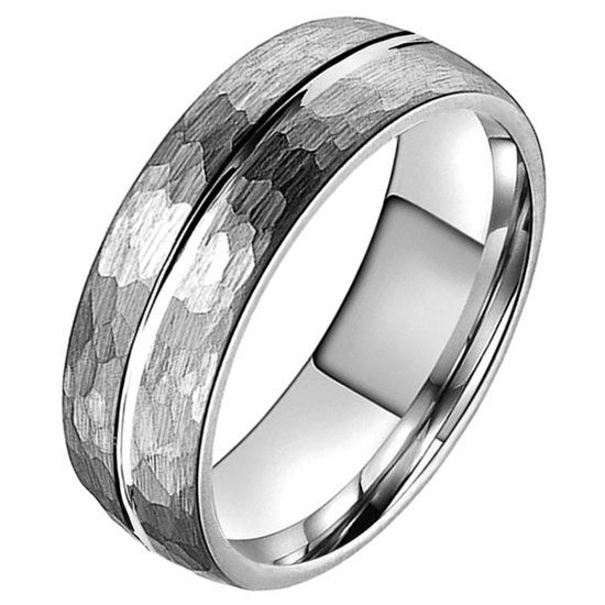 TJ Tom Jaxon Tom Jaxon wolfraam Ring Facet Groef Mat Zilverkleurig-20mm