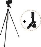 MOJOGEAR Creator GO Video — Lichtgewicht reisstatief met Video Head — Telefoonstatief voor smartphone en camera — Ingebouwde bluetooth remote, telefoonklem en statiefplaat — Tot 153 cm hoog — Zwart