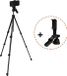 MOJOGEAR Creator GO Video — Lichtgewicht reisstatief met Video Head — Telefoonstatief voor smartphone en camera — Ingebouwde bluetooth remote, telefoonklem en statiefplaat — Tot 153 cm hoog — Zwart