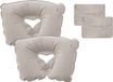 Merkloos / Sans marque Opblaasbaar nekkussen - 2x - grijs - pvc - 35 x 23 x 9 cm - vliegtuig/trein/auto - op vakantie
