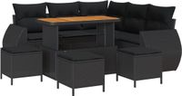 vidaXL Tuinbank Set Zwart Poly Rattan