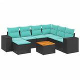 vidaXL - 8-delige - tuinbankset - met - kussens, - zwart - polyrotan