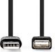 Nedis USB-Kabel - USB 2.0 - USB-A Male - USB-A Female - 480 Mbps - Vernikkeld - 0.20 m - Rond - PVC - Zwart - Doos