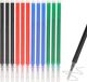 oCreon Stuks - Set van 12 - Zwart + blauw + rood + groen - Uitwisbare gelpen - 0,5 mm