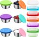 Allecto Premium Set van 6 saladedressingcontainers met siliconen deksel van roestvrij staal + 6 kleine opbergcontainers van 100 ml plastic + kruidenpotjes + saushouder voor dips