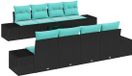 vidaXL Tuinbank Set Zwart en Turkoois polyrattan