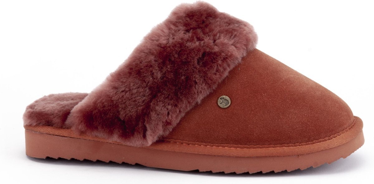 Warmbat Flurry Suede Dames Pantoffels - Rooibos - Maat 36