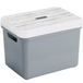 Sunware Opbergbox - bleu/gris - 18L - plastique - avec couvercle couleur bois - 35 x 25 x 24 cm