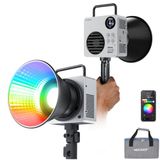 NEEWER 80W RGBWW LED videolamp met reflector en 72Wh accu, APP/2.4G besturing 18 effecten 10400lux/m 2500K-7500K 100W PD snel opladen Mini RGB COB continu licht Bowens houder HB80C