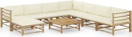 Maison Exclusive - Salon de jardin 9 pièces avec coussins bambou blanc crème