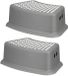 Handy Step tabouret de cuisine / marchepied toilette - 2x - gris - plastique - 25 x 37 x 13 cm
