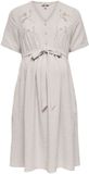 ONLY - OLMEVALOU METTE S/S V-NECK ABK DRESS WVN - Dames - Mini jurken - XL - Pumice Stone