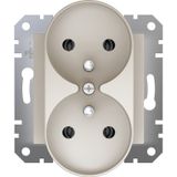 Schneider Electric Asfora dubbele stopcontact met/zonder frame, crèmekleur, artikelnummer EPH9810223