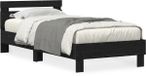 vidaXL Bedframe met hoofdeinde, zwart eiken, 100 x 200 cm, bewerkt hout