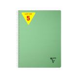 Clairefontaine 327121Cpack Collectie Linicolor ESSENCE Pak met 5 Spiraalschriften - A4 21x29,7 cm - 180 Pagina’s Kleine Ruitjes - Wit Papier 90 g - Transparante Polypropyleen Omslag - Saliegroen