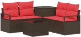 vidaXL - Bankstel - 2 zitplaatsen - Bruin en rood - Polyrattan