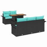 vidaXL Tuinbank - Set - 6 - st - Zwart - Poly - rattan