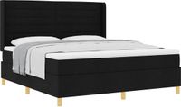 vidaXL Boxspringbed met matras, hoofdeinde, zwart, 180 x 200 cm, stof